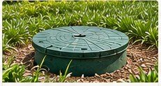Septic access cover in a lawn